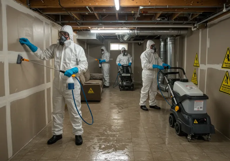 Basement Moisture Removal and Structural Drying process in New Brighton, NY